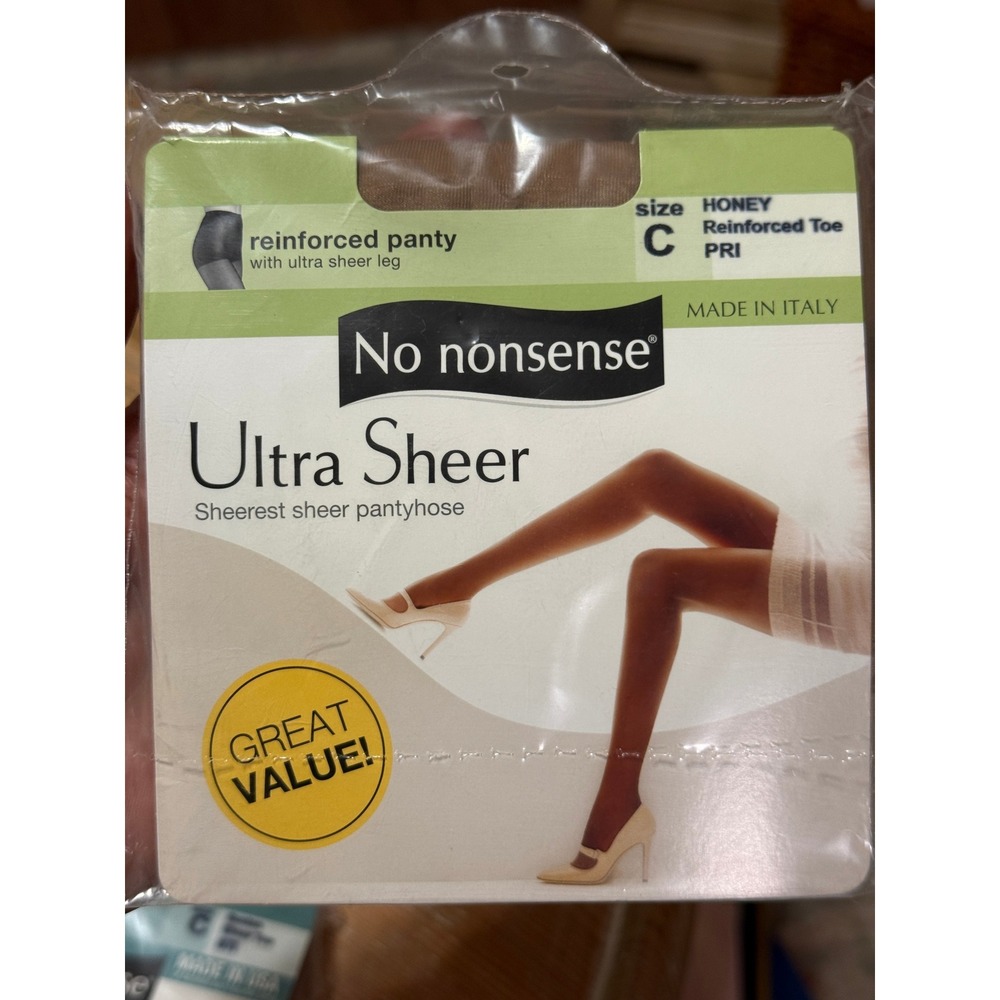 No Nonsense‎ Ultra Sheer Pantyhose Size C Honey Reinforced Toe